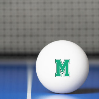 Green Varsity Monogram Ping Pong Ball