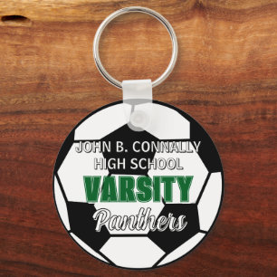 Green Varsity Soccer Custom High School Key Ring