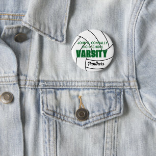 Green Varsity Volleyball Custom High School Spirit 6 Cm Round Badge