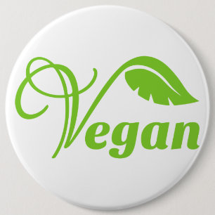 Green vegan logo 6 cm round badge