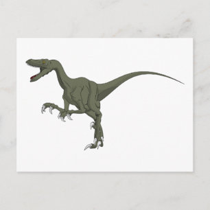 Green Velociraptor Dinosaur Postcard