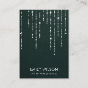 GREEN VELVET LIGHT STRINGS NECKLACE BAND DISPLAY  BUSINESS CARD