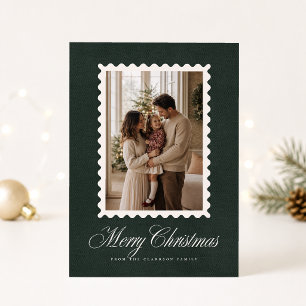 Green Velvet Wavy Frame Christmas Photo Card