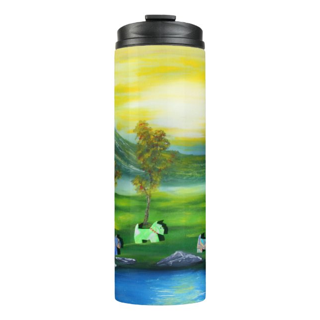 Green Venus Scotties at the Pond Thermal Tumbler (Front)