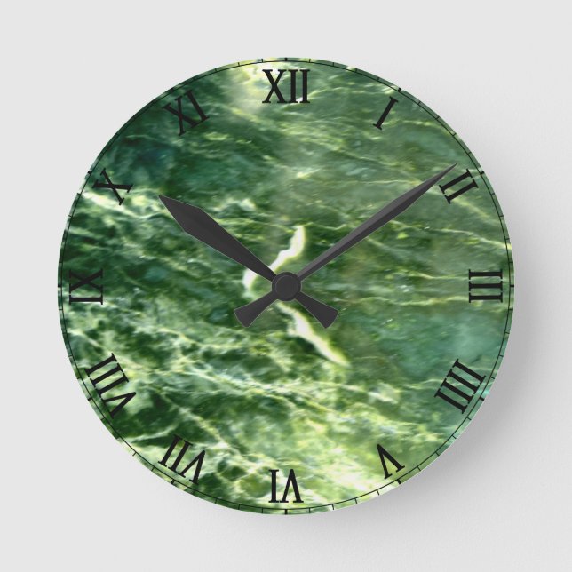 Green Verde Alpi Marble Round Clock (Front)