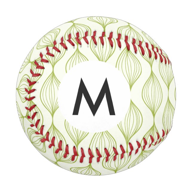Green vertical ogee pattern background baseball (Front Left)