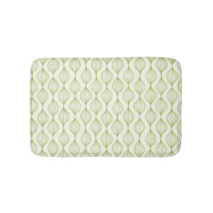Green vertical ogee pattern background bath mat