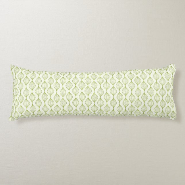 Green vertical ogee pattern background body cushion (Front)