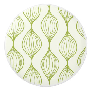 Green vertical ogee pattern background ceramic knob