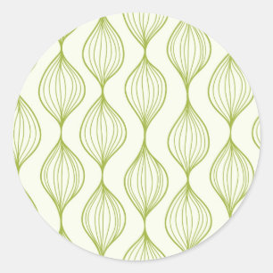 Green vertical ogee pattern background classic round sticker