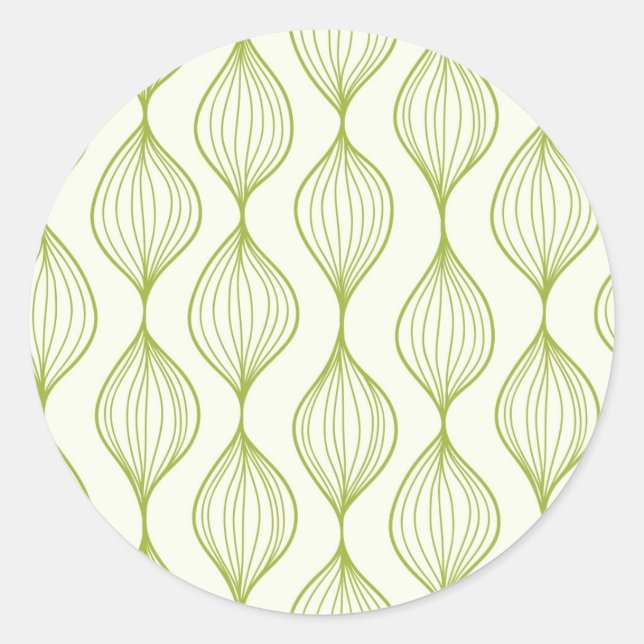 Green vertical ogee pattern background classic round sticker (Front)