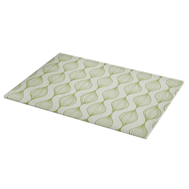 Green vertical ogee pattern background cutting board (Corner)