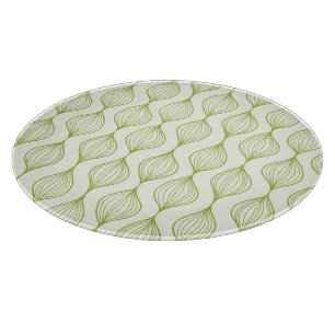 Green vertical ogee pattern background cutting board