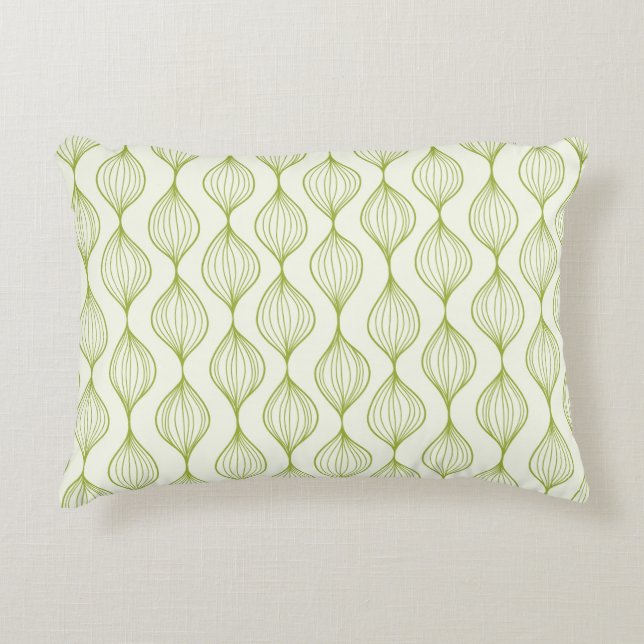 Green vertical ogee pattern background decorative cushion (Front)