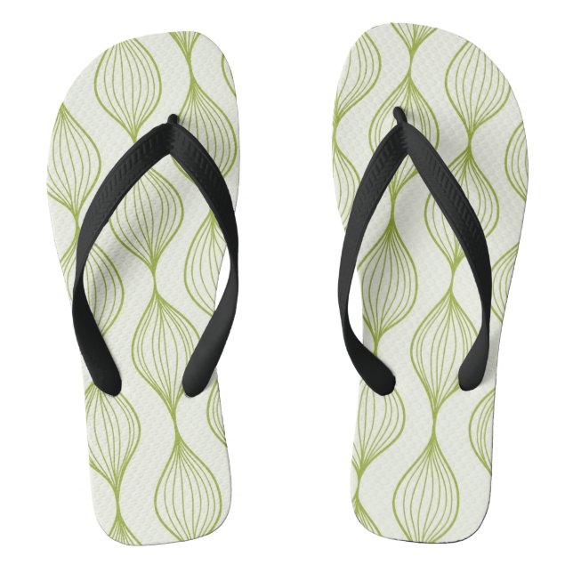 Green vertical ogee pattern background flip flops (Footbed)