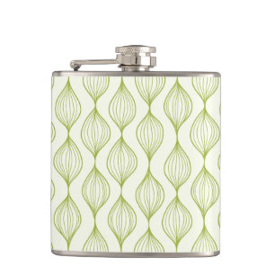 Green vertical ogee pattern background hip flask