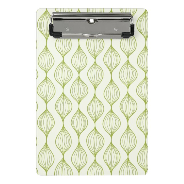 Green vertical ogee pattern background mini clipboard (Front)
