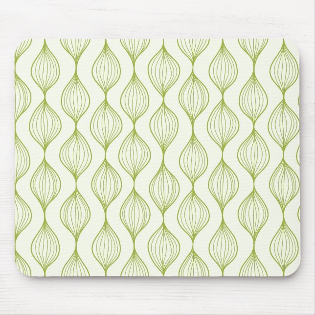 Green vertical ogee pattern background mouse mat (Front)