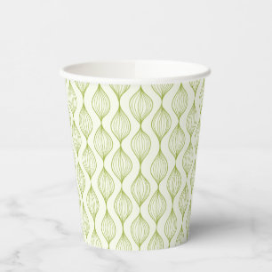 Green vertical ogee pattern background paper cups