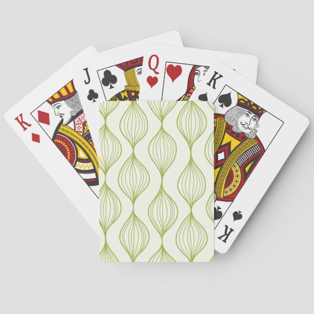 Green vertical ogee pattern background playing cards (Back)