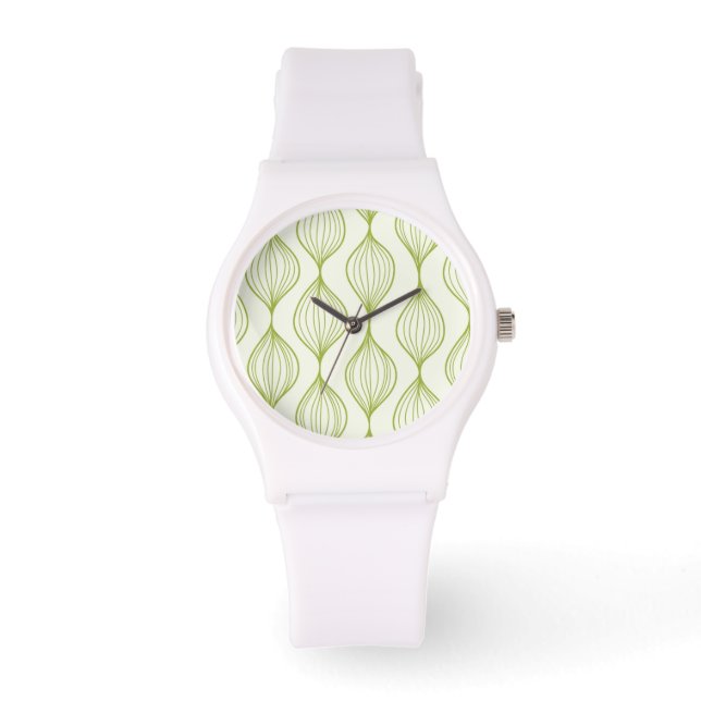 Green vertical ogee pattern background watch (Front)