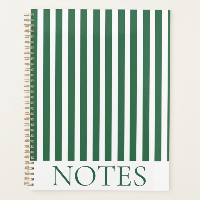 Green Vertical Stripe Modern Minimalist  Planner (Front)