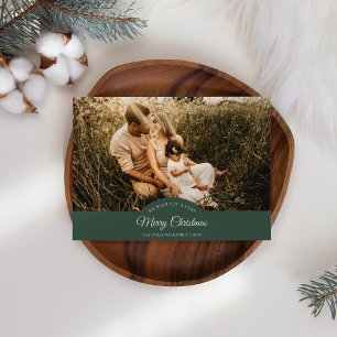 Green Very Merry Christmas Four Photo Horizontal Holiday Card