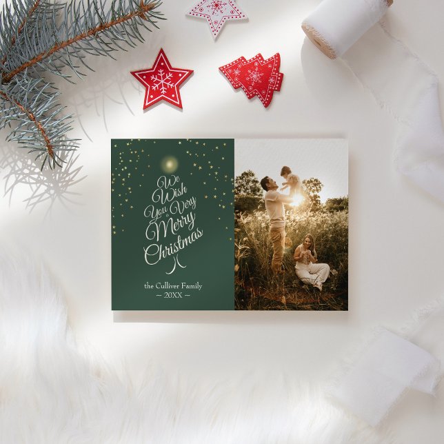 Green Very Merry Christmas Tree Family Portrait Holiday Card (Creator Uploaded)