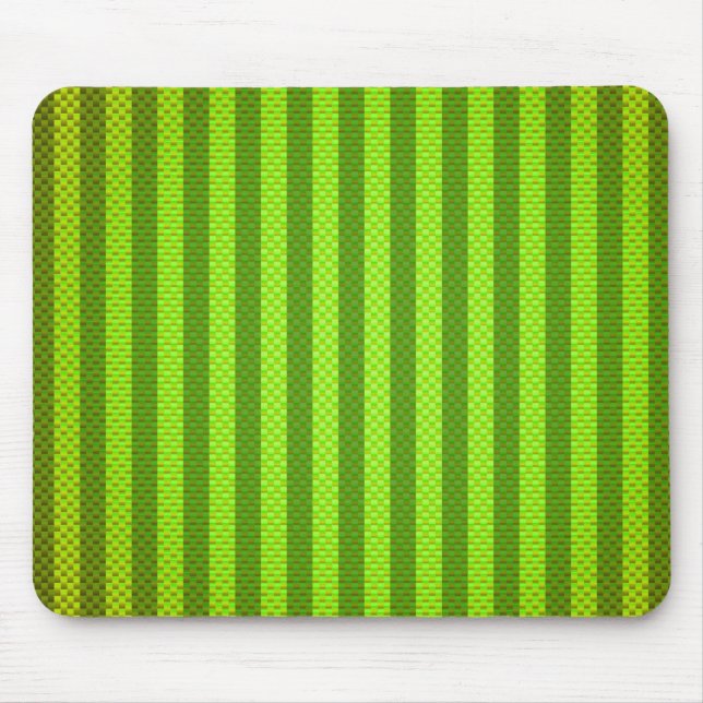 Green vibrant striped carbon fibre patterned mouse mat (Front)