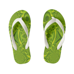 Green Vibrant Swirl Kids Flip Flops