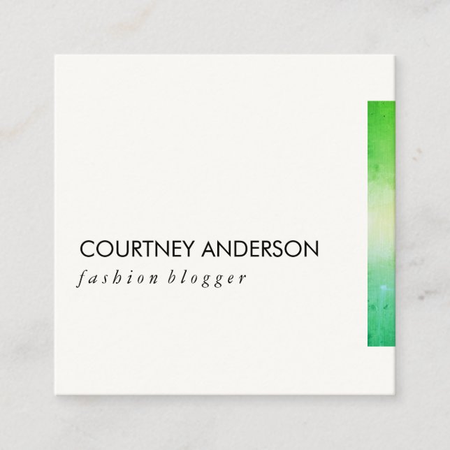 Green Vibrant Trim Square Business Card (Front)