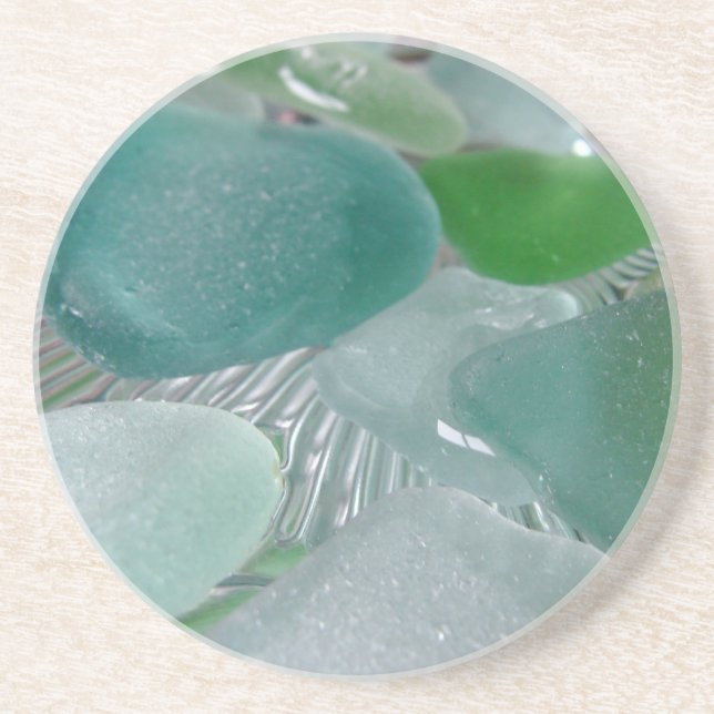 Green Vibrations Green Sea Glass Coaster (Front)