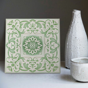 Green Victorian Backsplash Repro Art Nouveau Tile