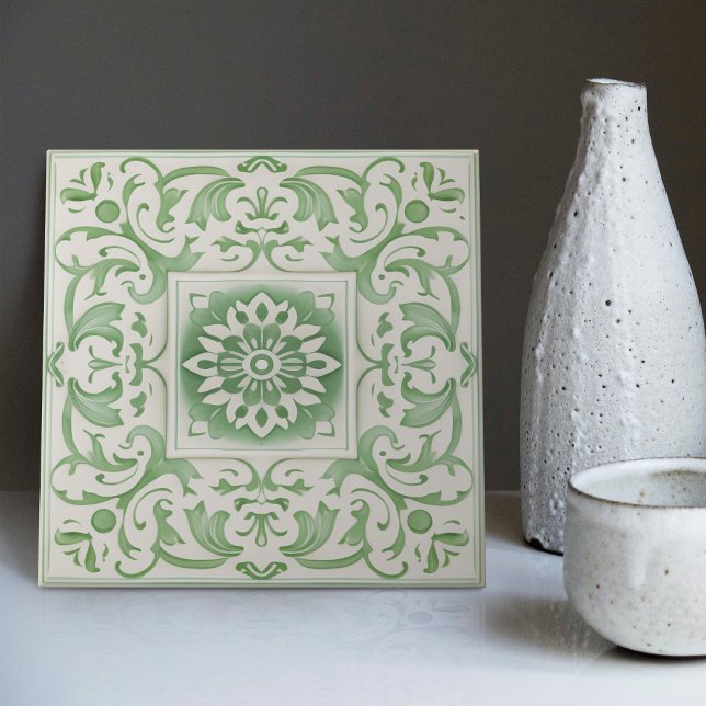 Green Victorian Backsplash Repro Art Nouveau Tile (Creator Uploaded)