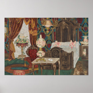 Green. Victorian Style Bedroom original Poster