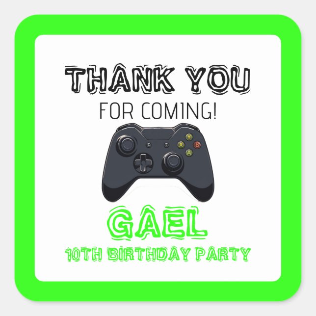 Green Video Game Gamer Boy Truck  Square Sticker (Front)