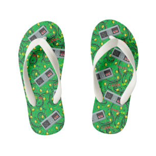 Green Video Game Nostalgia Kid's Flip Flops