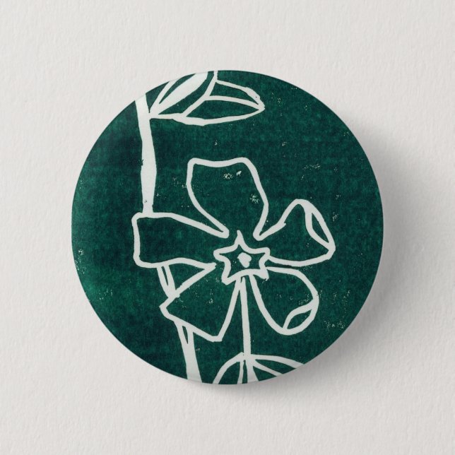 "Green Vinca" Floral Button (Front)