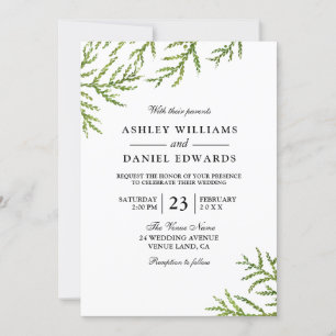 Green Vine Fern Leaf Wedding Invitation