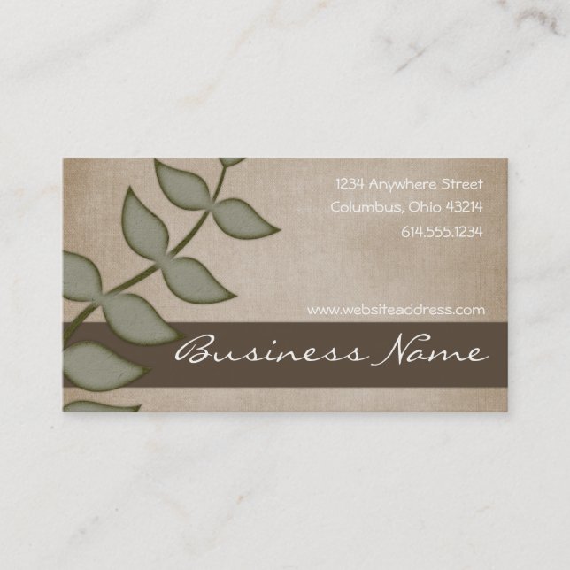 Green Vine on Brown Nature Business Cards (Front)