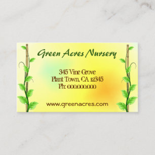 Green Vine Yellow Plant Nursery Business Cards