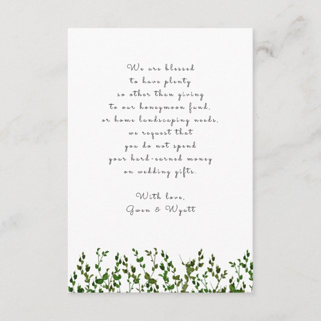 Green Vines Custom Message Wishing Well Card (Front)