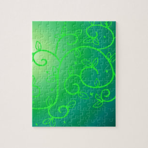 Green Vines Irish Luck Ireland Plant Flowers Art Jigsaw Puzzle