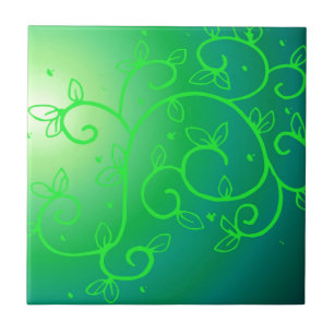 Green Vines Irish Luck Ireland Plant Flowers Art Tile