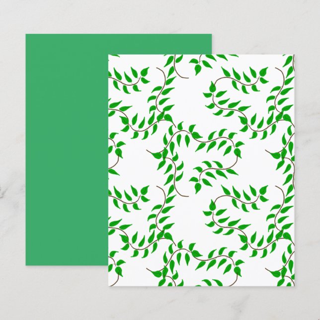 Green vines on white scrapbook paper (Front/Back)