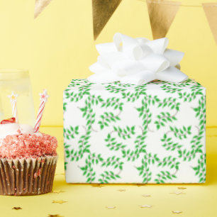 Green vines on white wrapping paper
