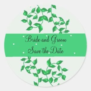 Green Vines Save the Date Classic Round Sticker