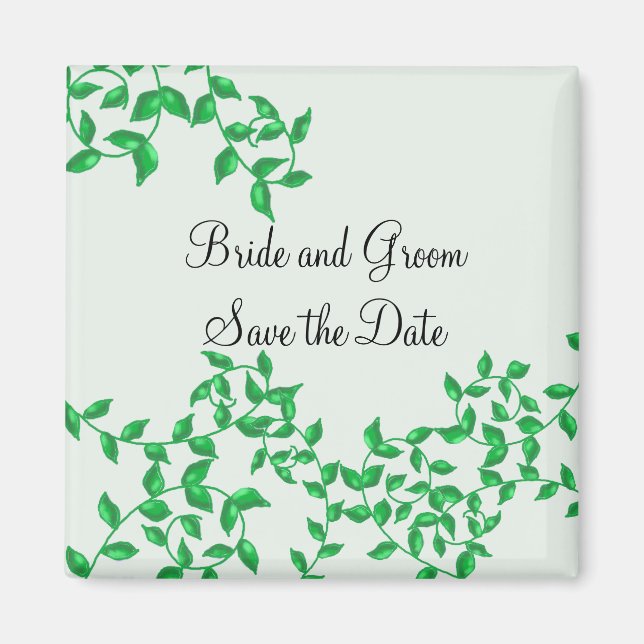 Green Vines Save the Date Magnet (Front)