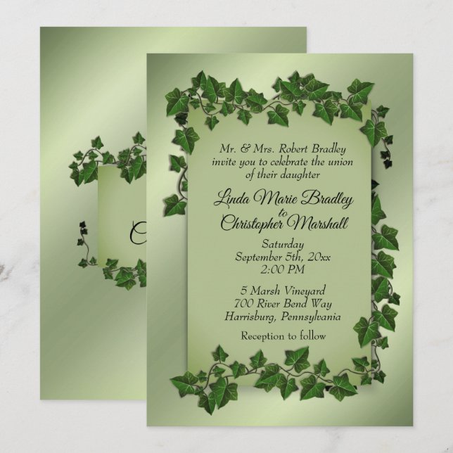 Green Vines Wedding Invitation (Front/Back)