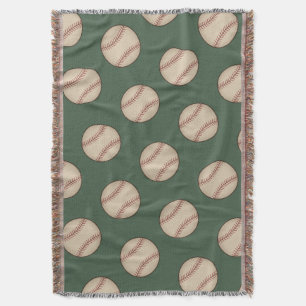 Green Vintage Baseball Throw Blanket 
